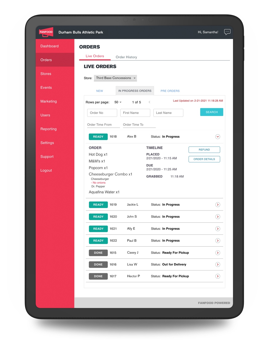 fanfood manager portal website